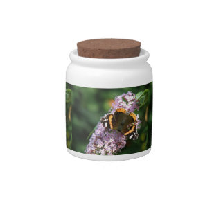 Red Admiral Butterfly and Buddleia Candy Jar