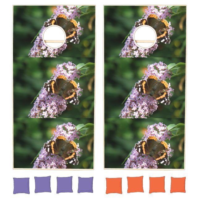 Red Admiral Butterfly and Buddleia Cornhole Set (Set)