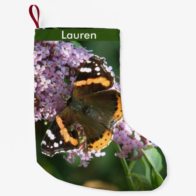 Red Admiral Butterfly and Buddleia Custom Stocking (Front)
