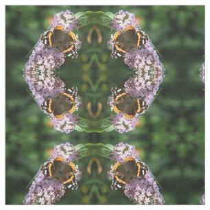 Red Admiral Butterfly and Buddleia Patterned Fabric