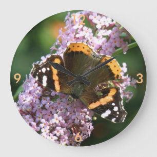 Red Admiral Butterfly and Buddleia Wall Clock