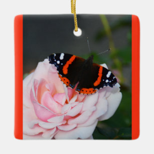 Red admiral butterfly ceramic ornament