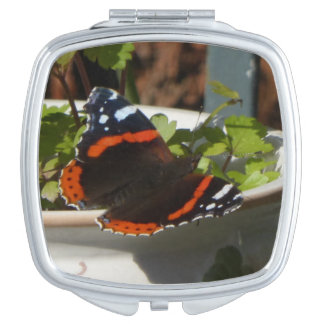 Red Admiral Butterfly Compact Mirror