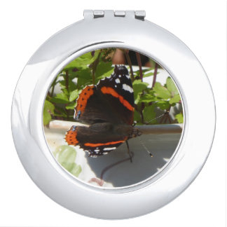 Red Admiral Butterfly Compact Mirror Sideview