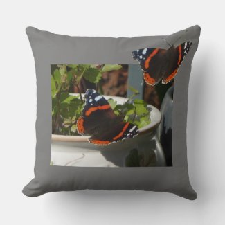 Red Admiral Butterfly Design Cust. Throw Pillow