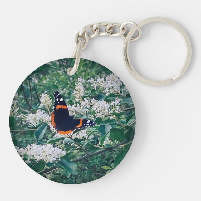 Red Admiral Butterfly Keychain (Back)