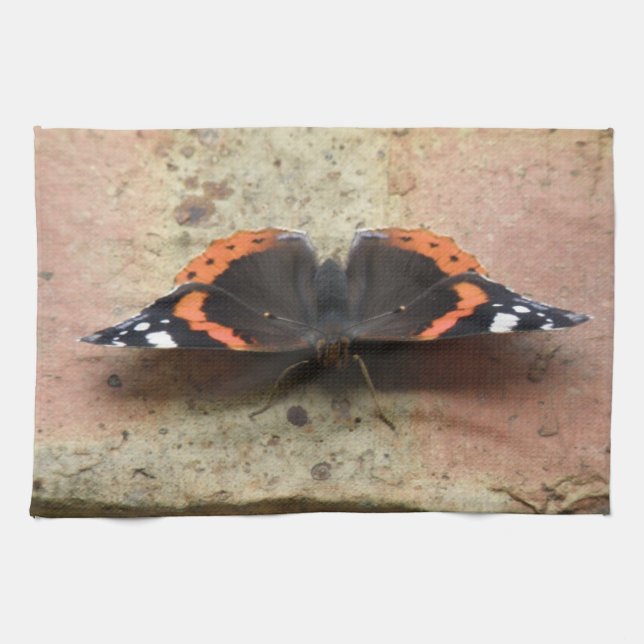 Red Admiral Butterfly Kitchen Towel (Horizontal)
