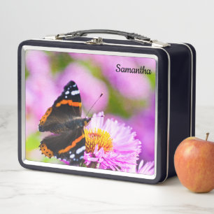 Red Admiral Butterfly Metal Lunchbox