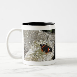 Red admiral butterfly or Vanessa atalanta Two-Tone Coffee Mug