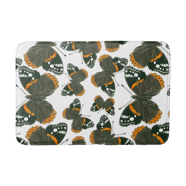 Red admiral butterfly  pattern bath mat (Front)