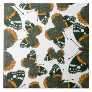 Red admiral butterfly  pattern ceramic tile