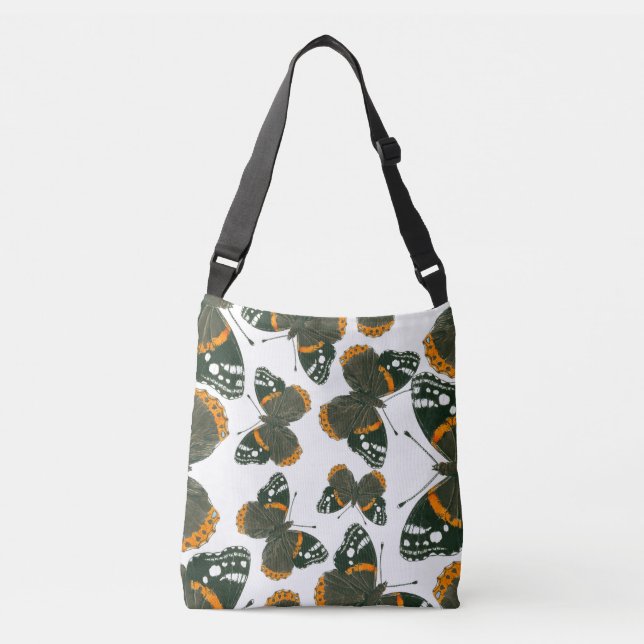 Red admiral butterfly  pattern crossbody bag (Front)