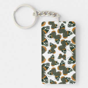 Red admiral butterfly pattern keychain