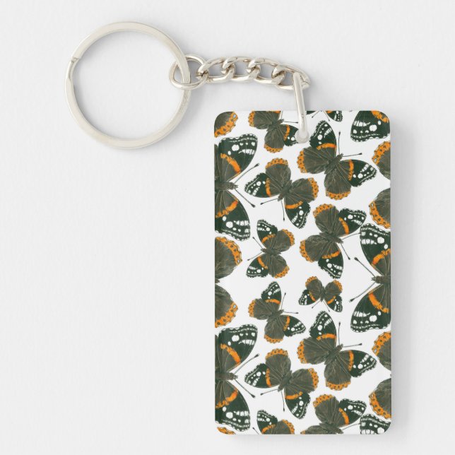 Red admiral butterfly  pattern keychain (Front)
