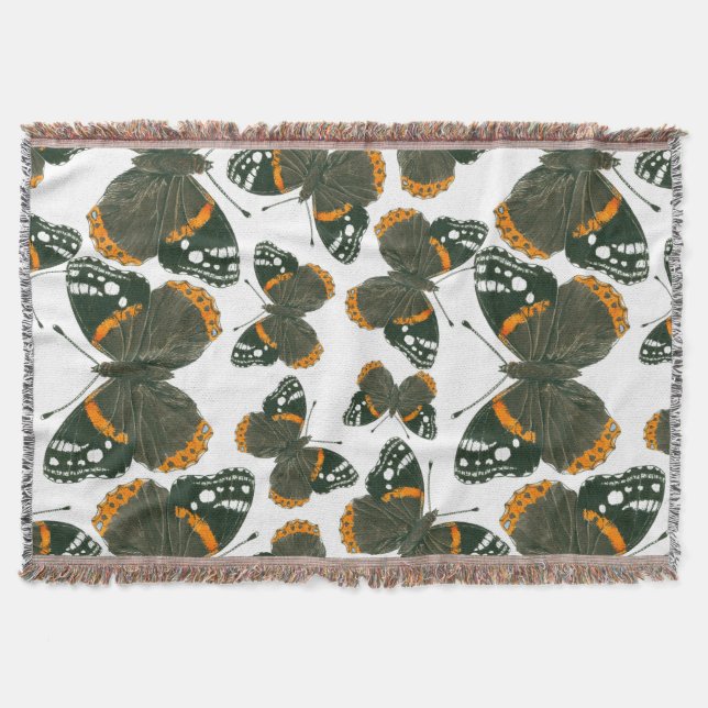 Red admiral butterfly  pattern throw blanket (Front)