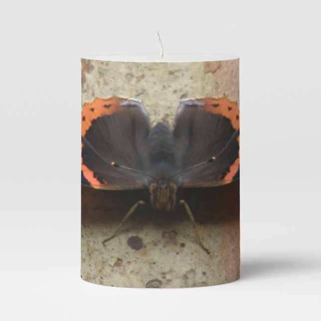 Red Admiral Butterfly Pillar Candle (Front)
