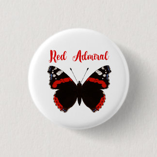 Red Admiral  Butterfly Round Badge Button