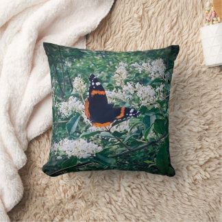 Red Admiral Butterfly Throw Pillow