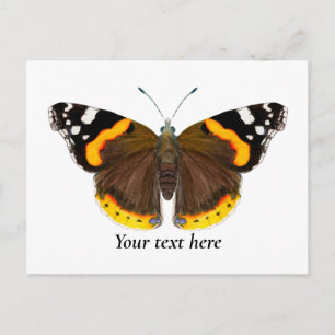 Red Admiral Butterfly Watercolor Art Postcard