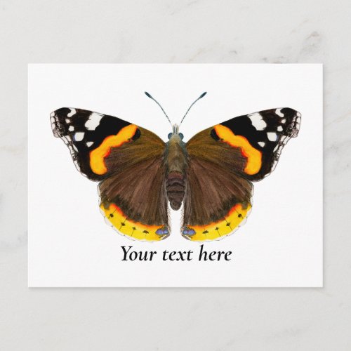 Red Admiral Butterfly Watercolor Art Postcard