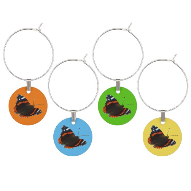 Red Admiral Butterfly Wine Charms (Staggered)
