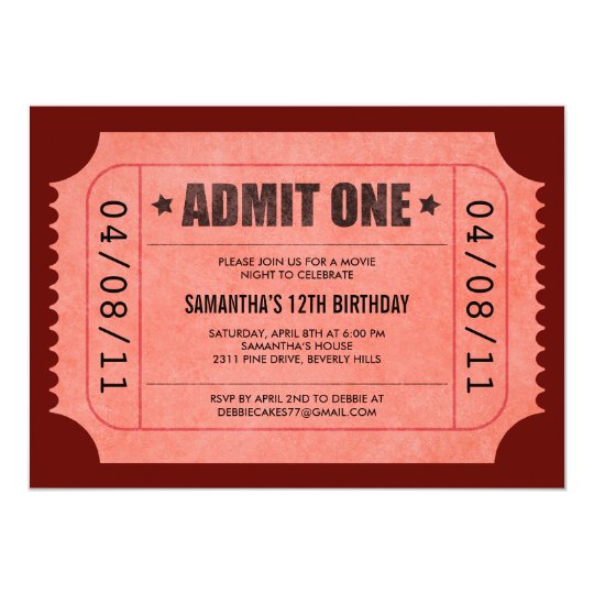 red admit one ticket invitations zazzle com
