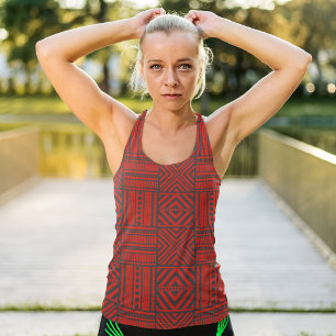 Red african borders tank top