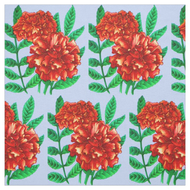 red African marigolds floral print Fabric (Swatch)