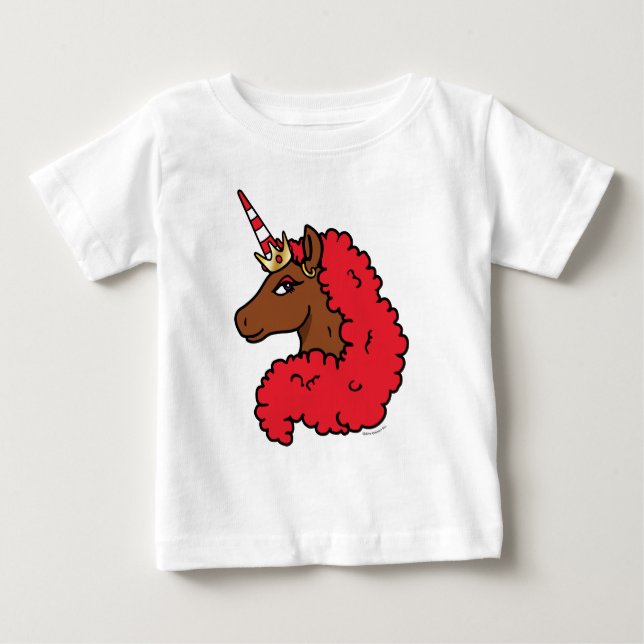 Red Afro Unicorn Baby T-Shirt (Front)