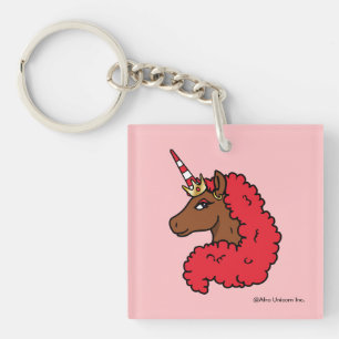 Red Afro Unicorn Keychain