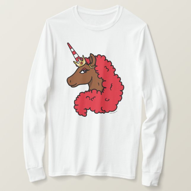 Red Afro Unicorn T-Shirt (Design Front)