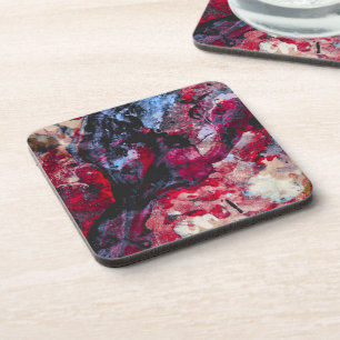 Red Agate Crystal Geode Abstract Beverage Coaster