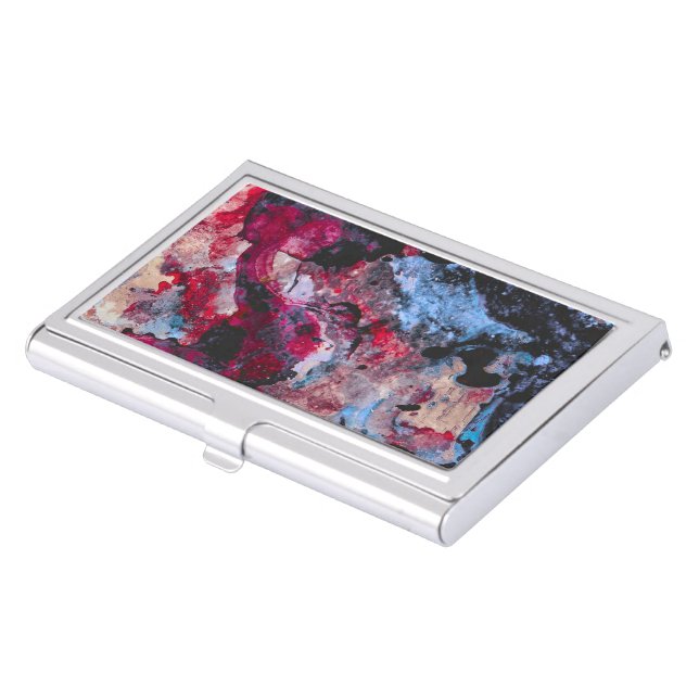 Red Agate Crystal Geode Abstract Business Card Case (Front)
