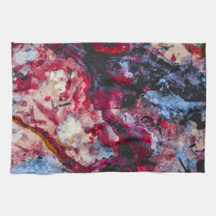 Red Agate Crystal Geode Abstract Kitchen Towel