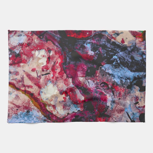 Red Agate Crystal Geode Abstract Kitchen Towel (Horizontal)