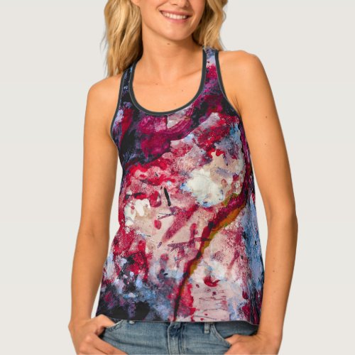 Red Agate Crystal Geode Abstract Tank Top