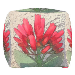 Red Agave Flowers Outdoor Pouf