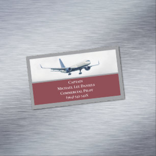 Red Aircraft Airplane Captain Pilot Plane Sky Business Card Magnet