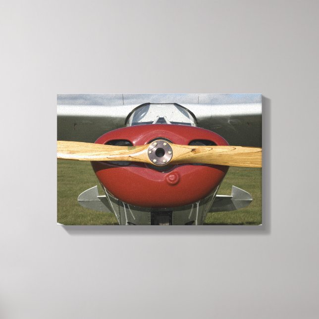 Red Airplane and Wooden Propeller Canvas Print (Front)