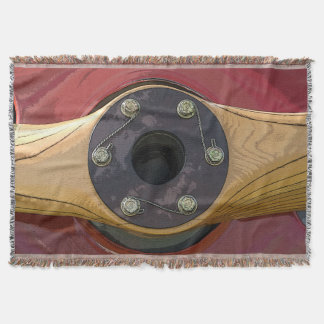 Red Airplane and Wooden Propeller Throw Blanket