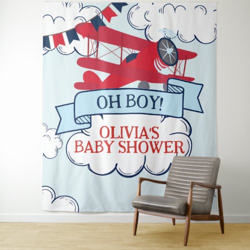 Red Airplane Baby Shower Tapestry