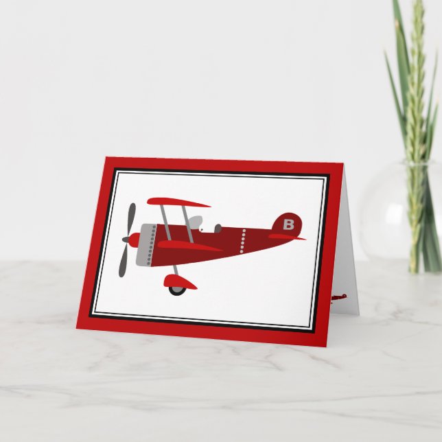 Red Airplane Birthday Card (Front)