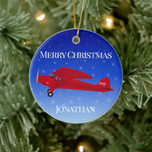 Red Airplane Christmas Ornament