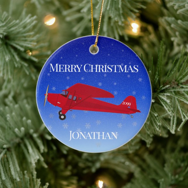 Red Airplane Christmas Ornament (Tree)