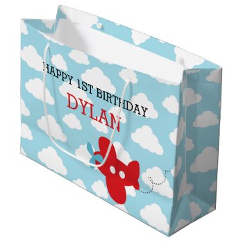 Red Airplane Gift Bags - Cute Plane Cloud Birthday by CallaChic at Zazzle