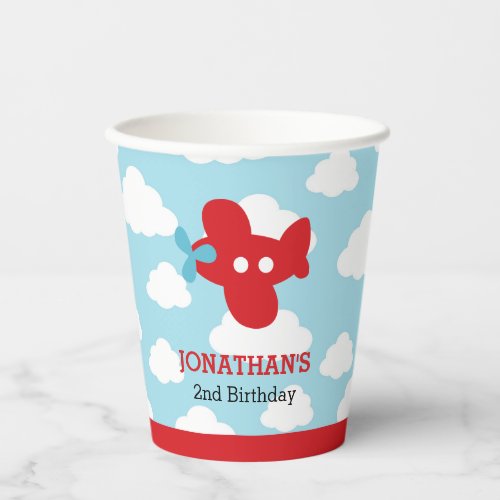 Red Airplane Paper Cups Boy Birthday Baby Shower