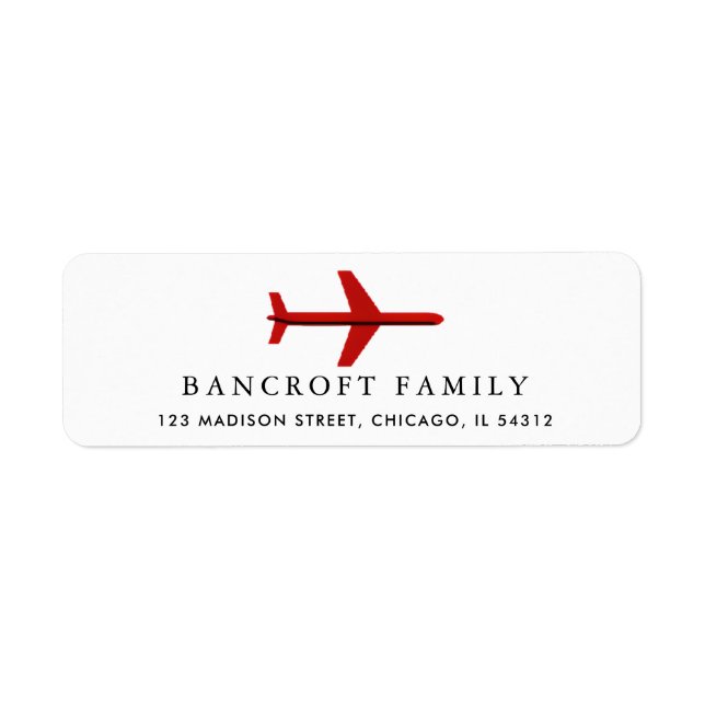 Red Airplane Return Address Label (Front)