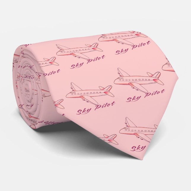 Red Airplane Sky Pilot Tie (Rolled)
