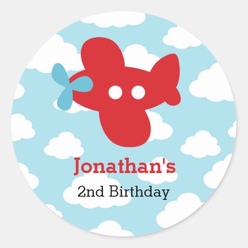 Red Airplane Stickers _ Cute Plane Boy Party Favor