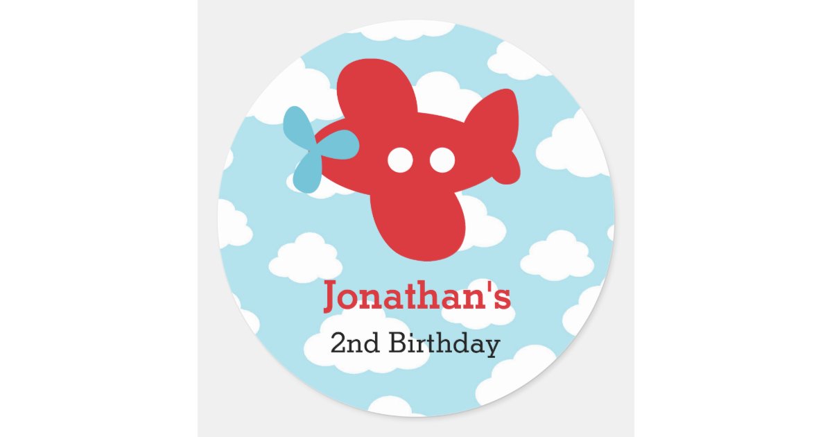 Red Airplane Stickers - Cute Plane Boy Party Favor | Zazzle